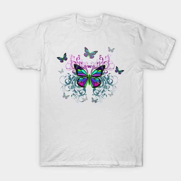 Bright Colorful Butterflies T-Shirt by AlondraHanley